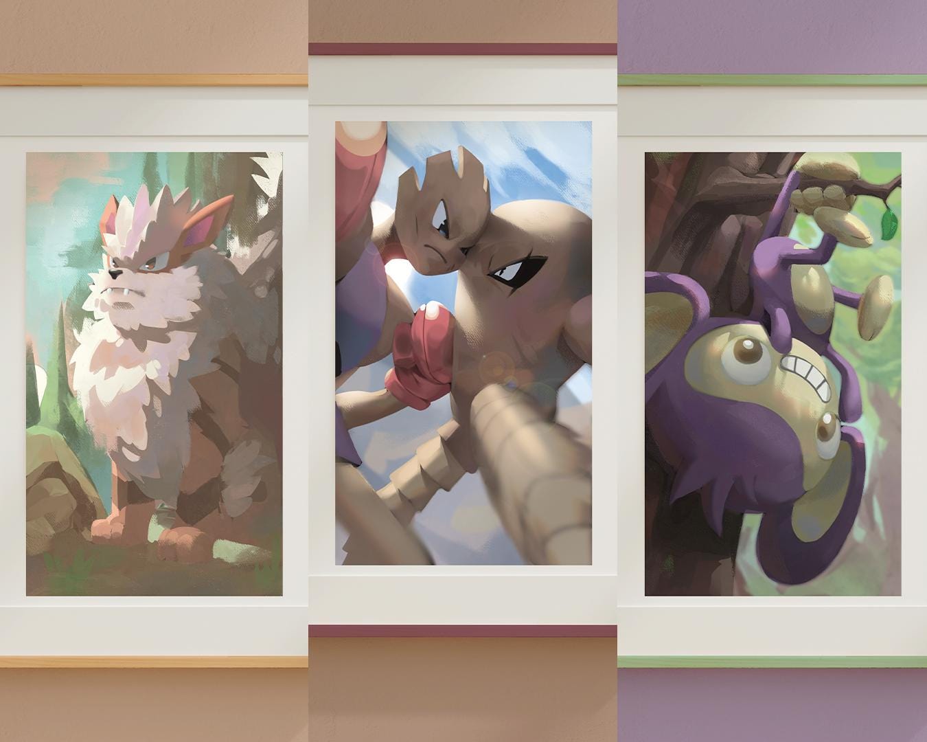 Arcanamon, Pokémon Prints (1st Edition) | Survival Bundle - Arcanine, Hitmonlee, Hitmonchan, Aipom